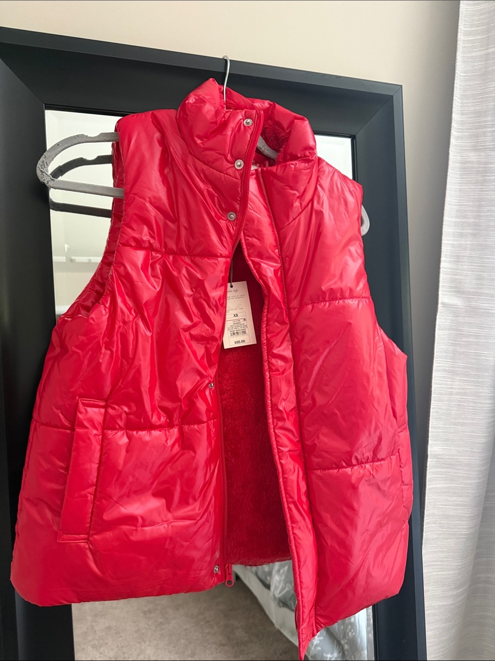 a new day Red Puffer Vest for Kids with Plush Lining